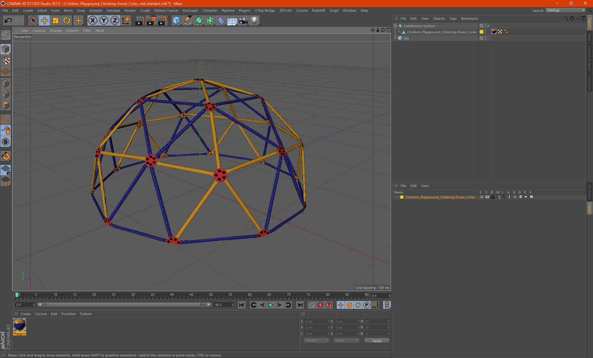 Children Playground Climbing-Dome Color 3D model
