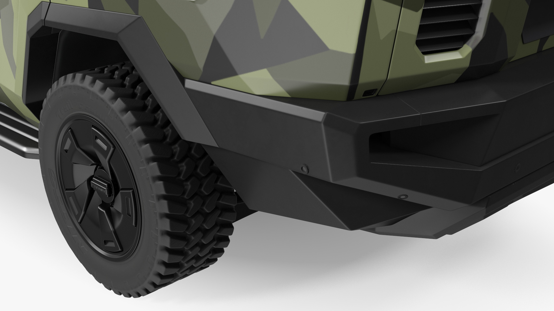 3D 2023 Rezvani Vengeance Armored SUV Camouflage Colored Lights On model