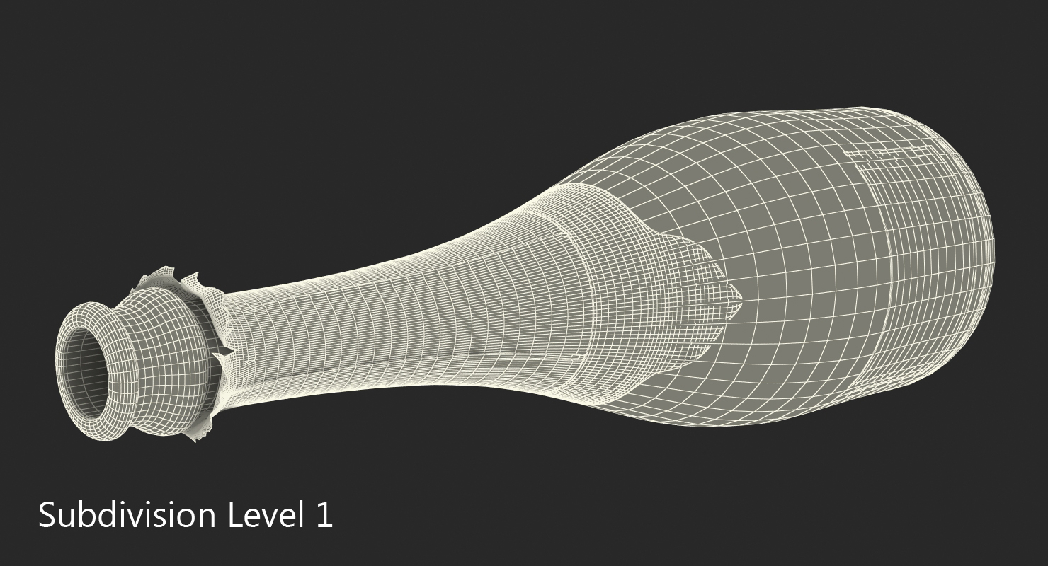 3D French Champagne Bottle Generic Opened model