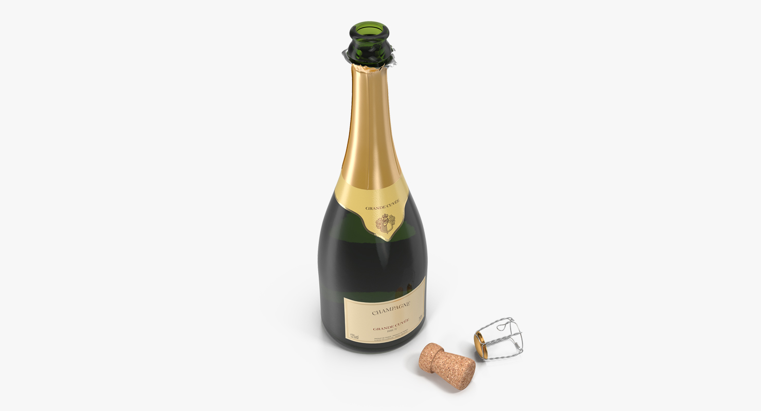 3D French Champagne Bottle Generic Opened model