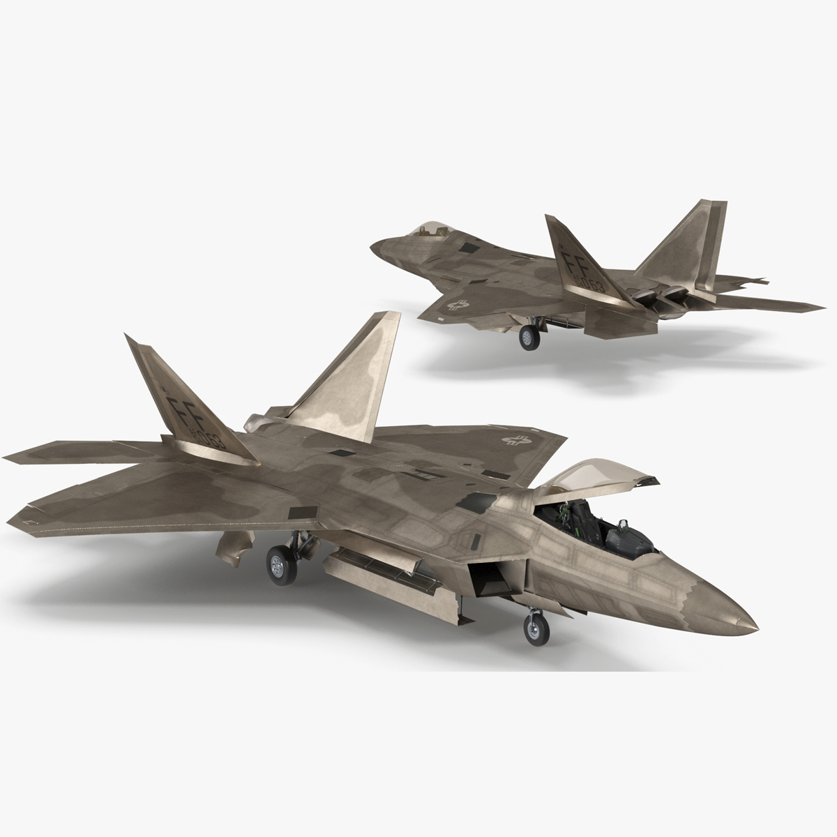 3D Lockheed Martin F 22 Raptor Rigged for Cinema 4D model