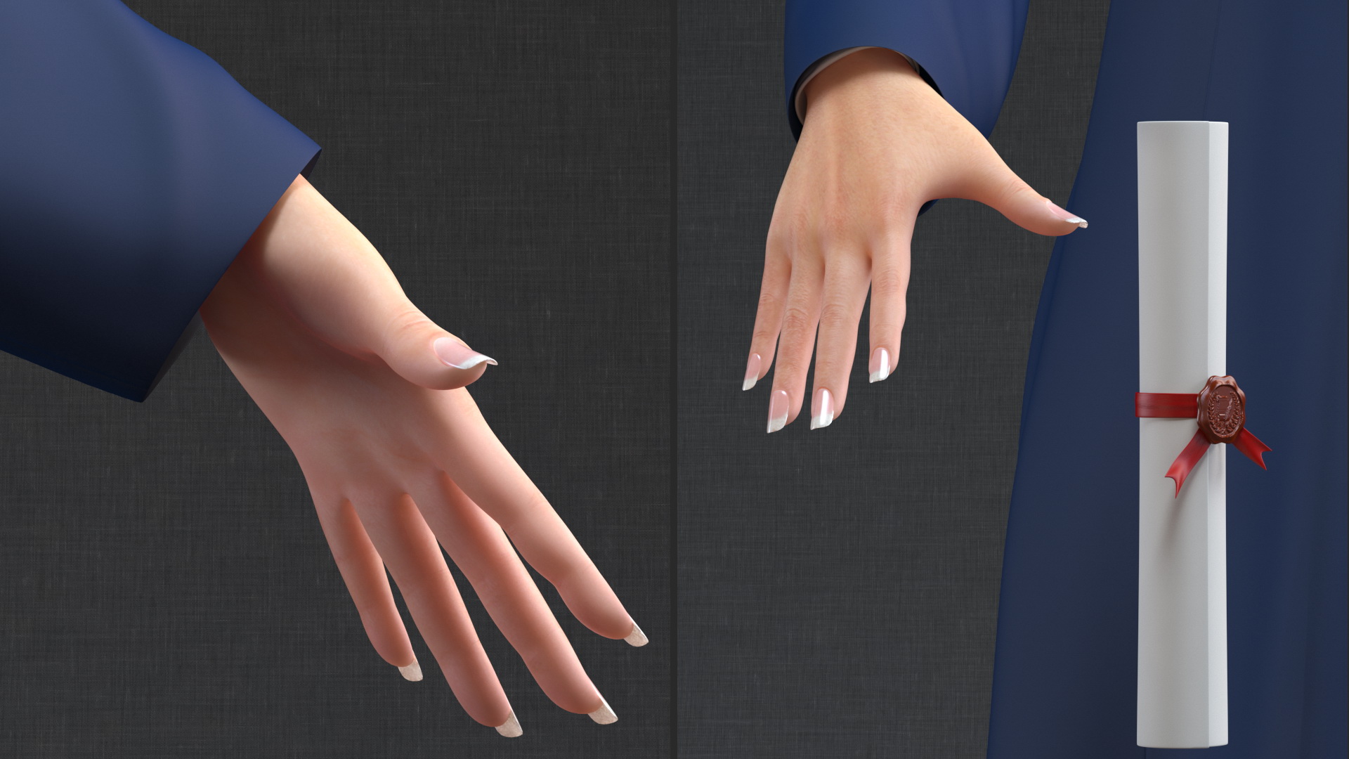3D model Female Graduate Student Rigged