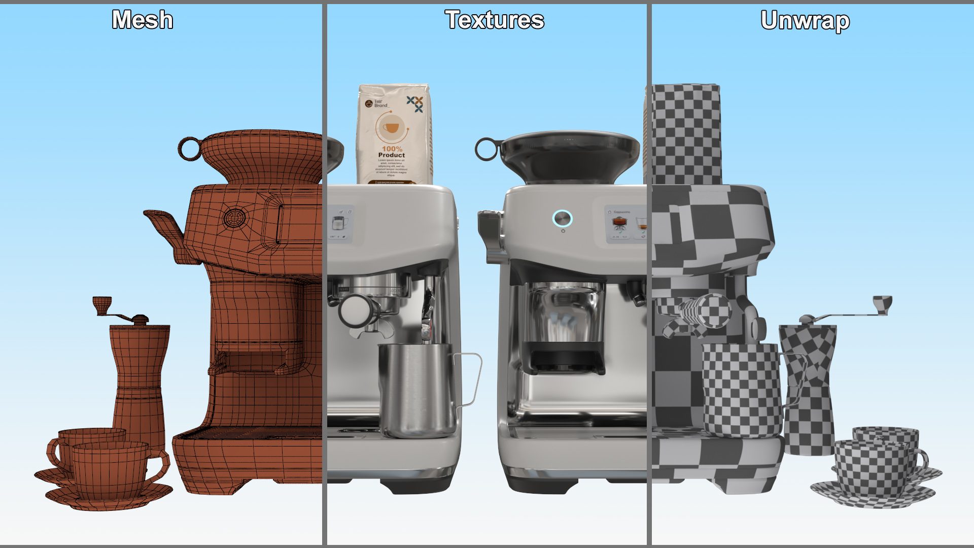 3D model Espresso Brewing Set with Coffee Machine