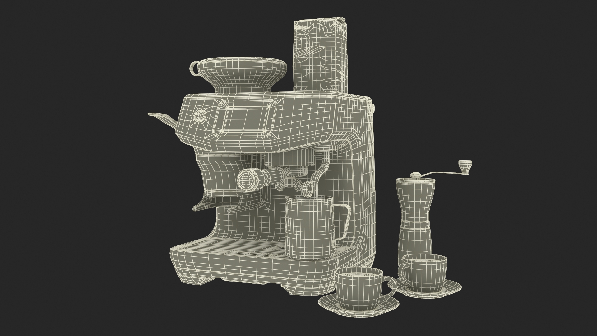3D model Espresso Brewing Set with Coffee Machine