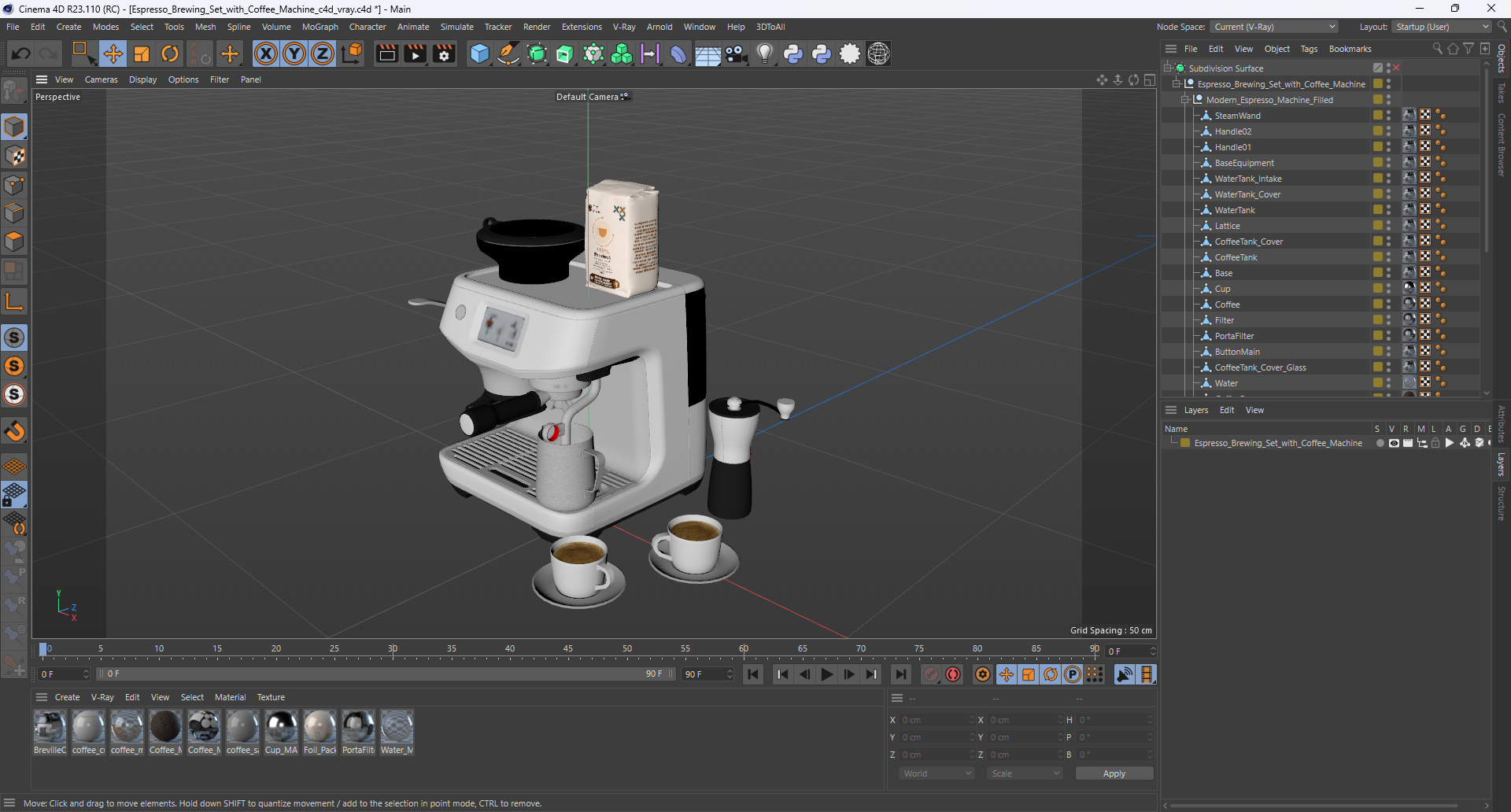 3D model Espresso Brewing Set with Coffee Machine