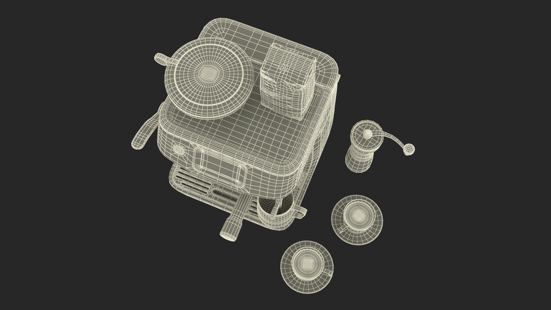 3D model Espresso Brewing Set with Coffee Machine