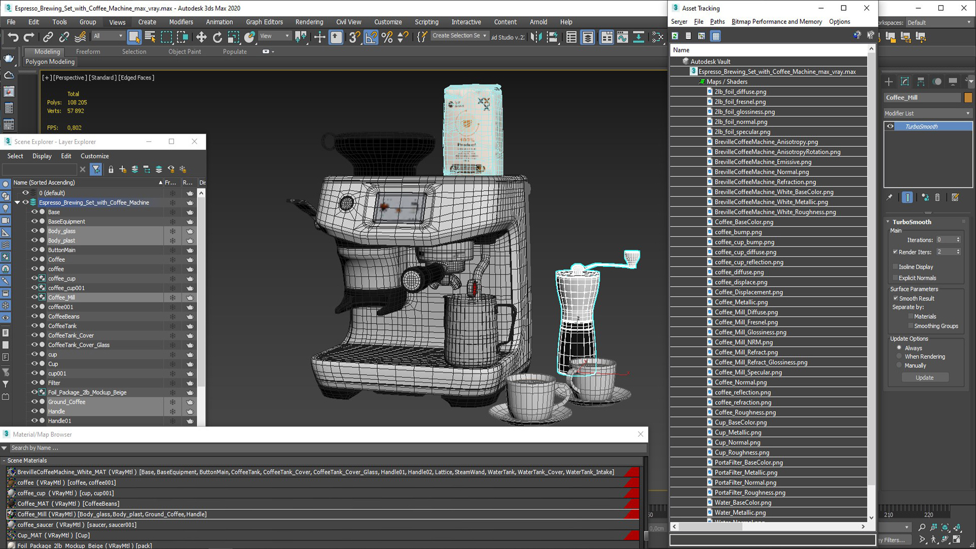 3D model Espresso Brewing Set with Coffee Machine