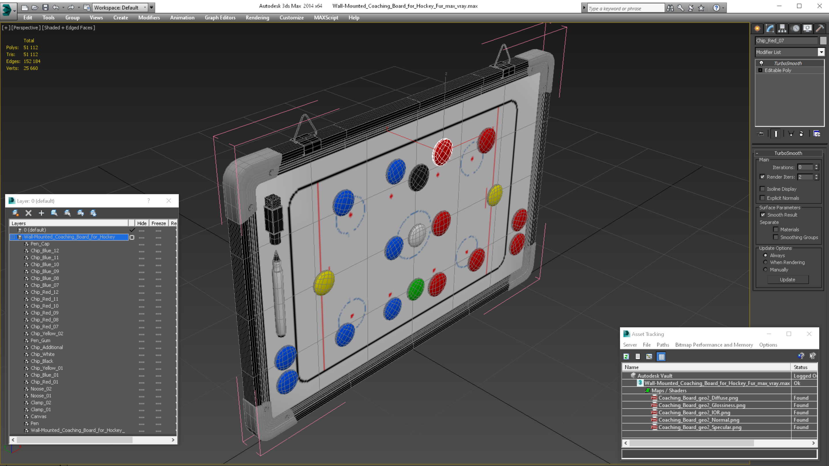 Wall-Mounted Coaching Board for Hockey Fur 3D
