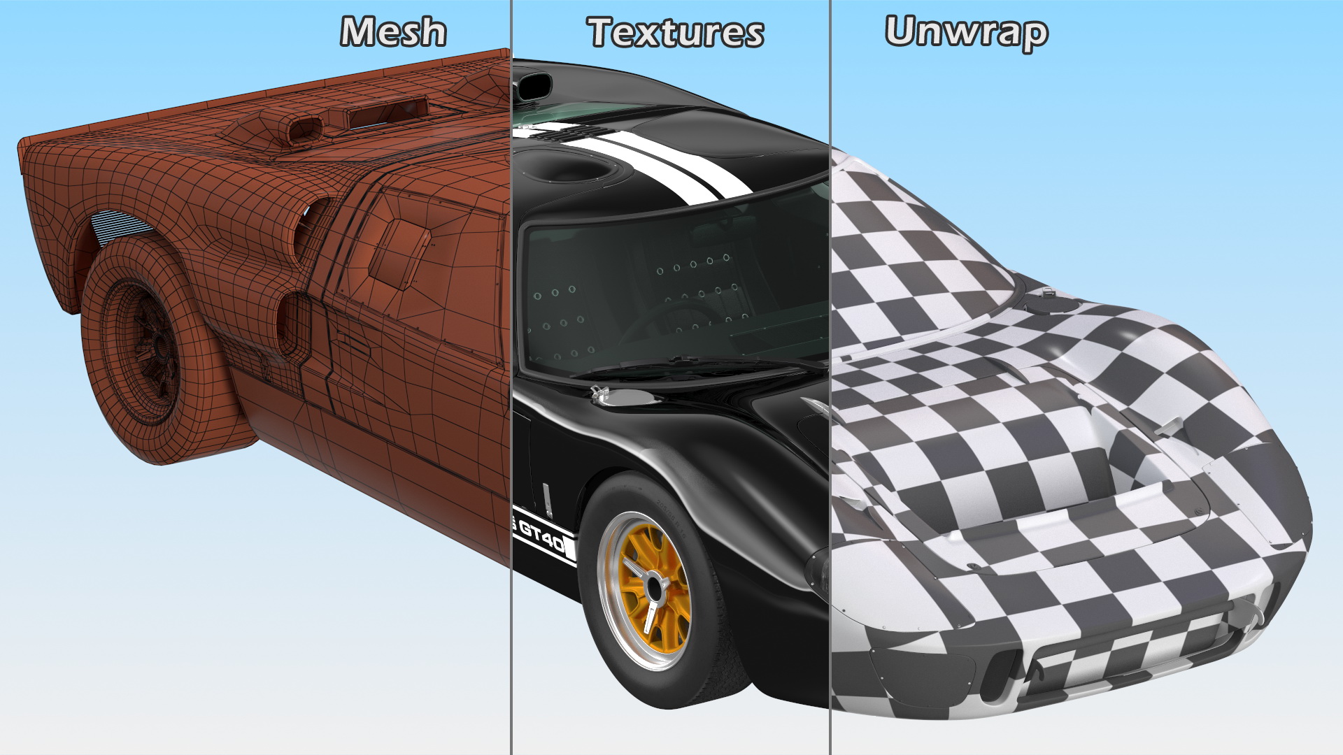 Ford GT40 Racing Car Black Simple Interior 3D