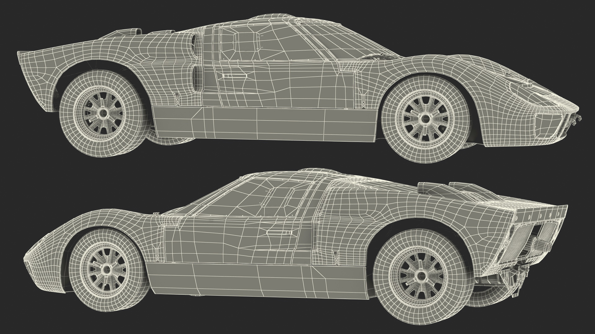Ford GT40 Racing Car Black Simple Interior 3D