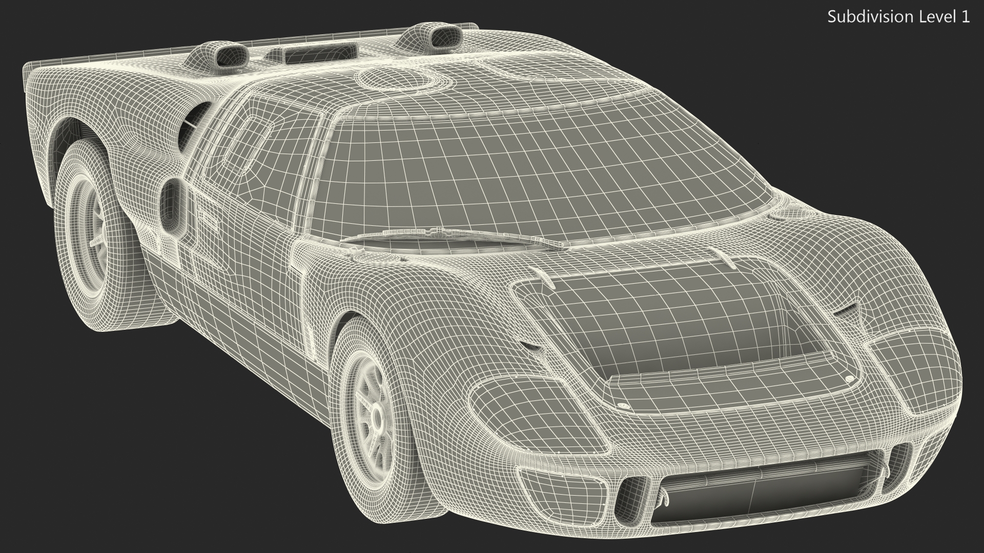 Ford GT40 Racing Car Black Simple Interior 3D