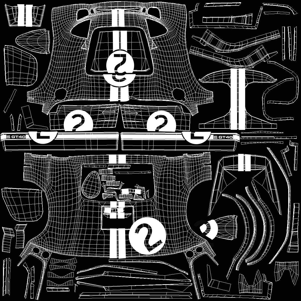 Ford GT40 Racing Car Black Simple Interior 3D