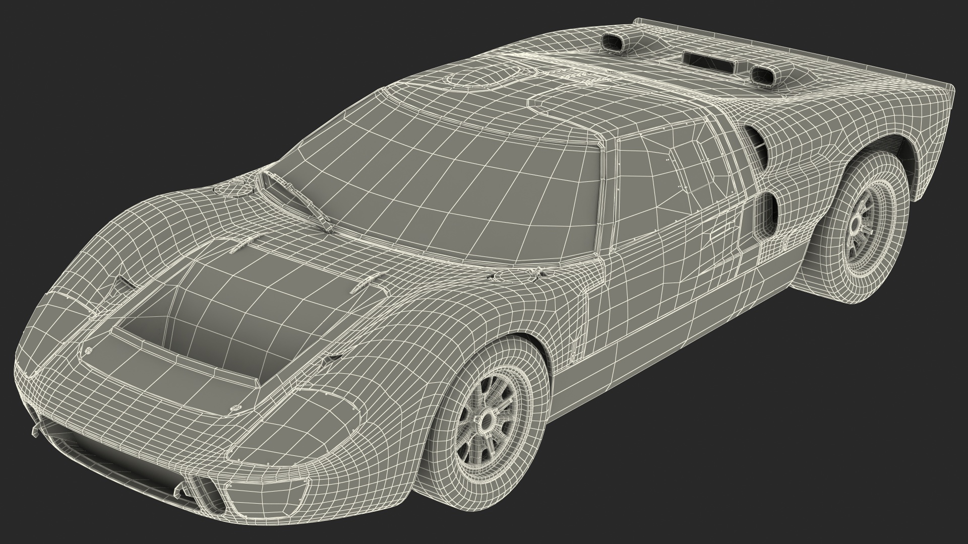 Ford GT40 Racing Car Black Simple Interior 3D