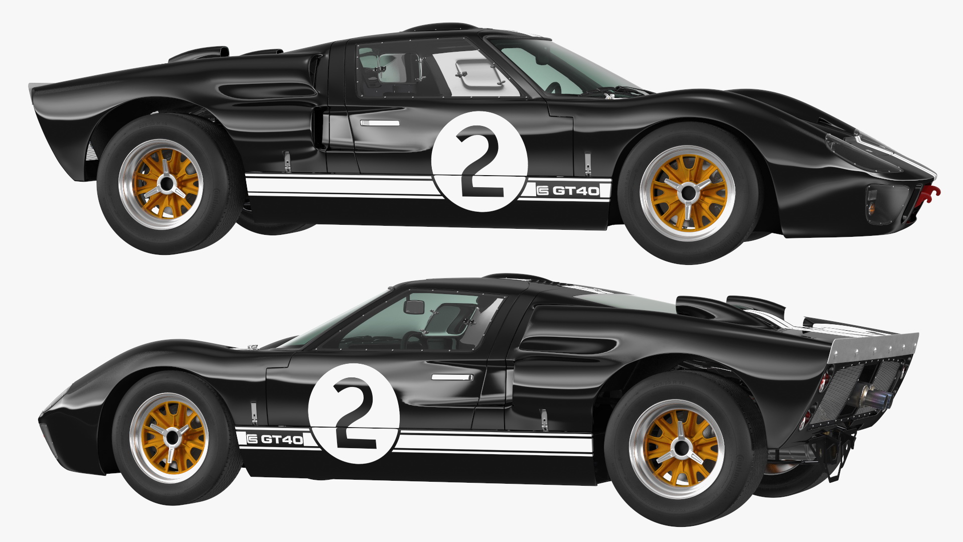 Ford GT40 Racing Car Black Simple Interior 3D