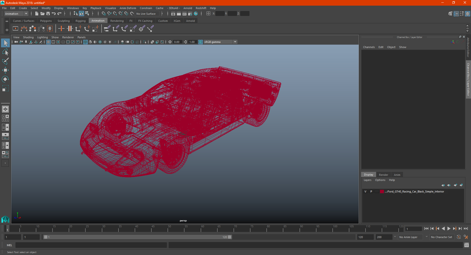 Ford GT40 Racing Car Black Simple Interior 3D