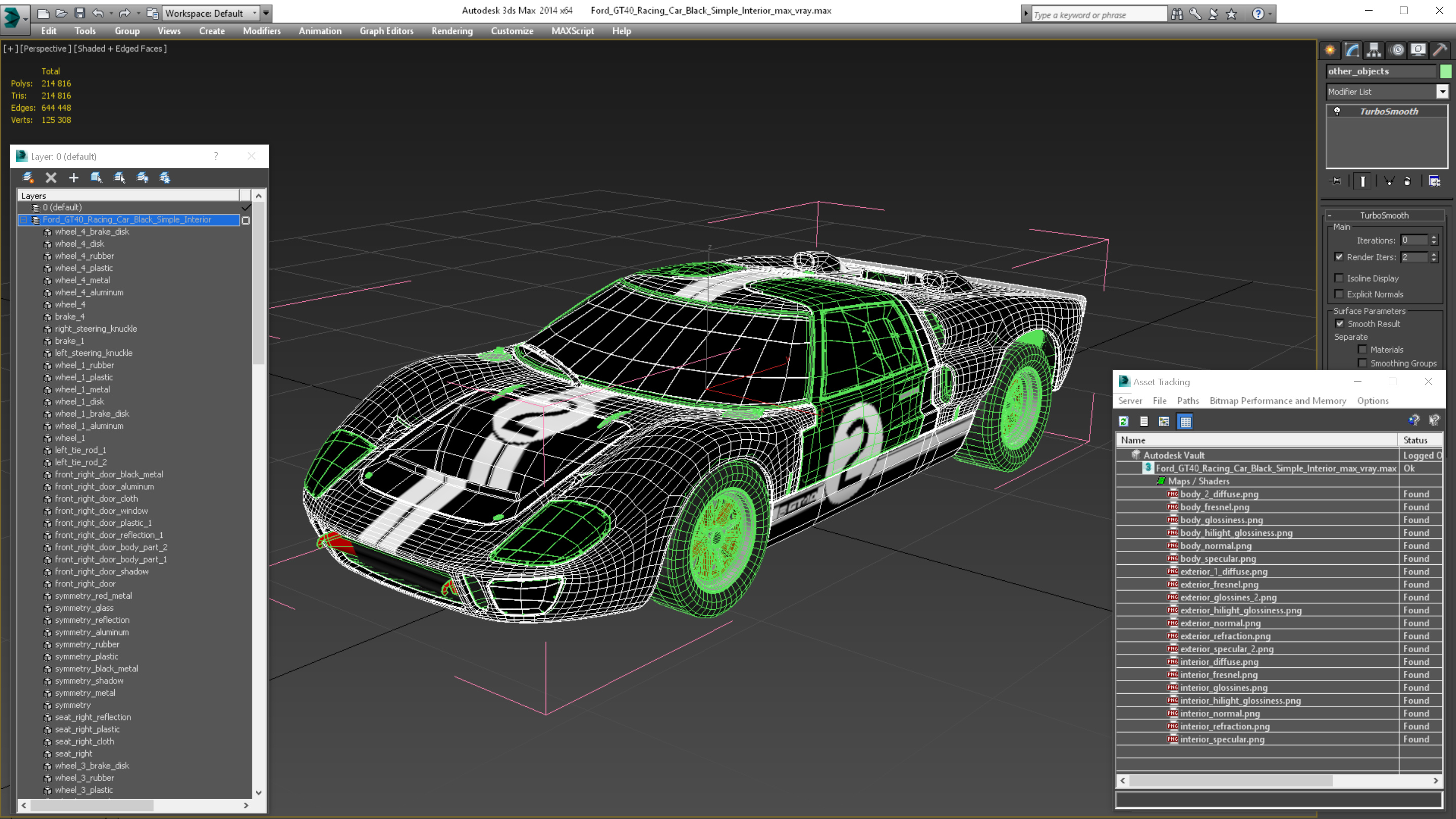 Ford GT40 Racing Car Black Simple Interior 3D