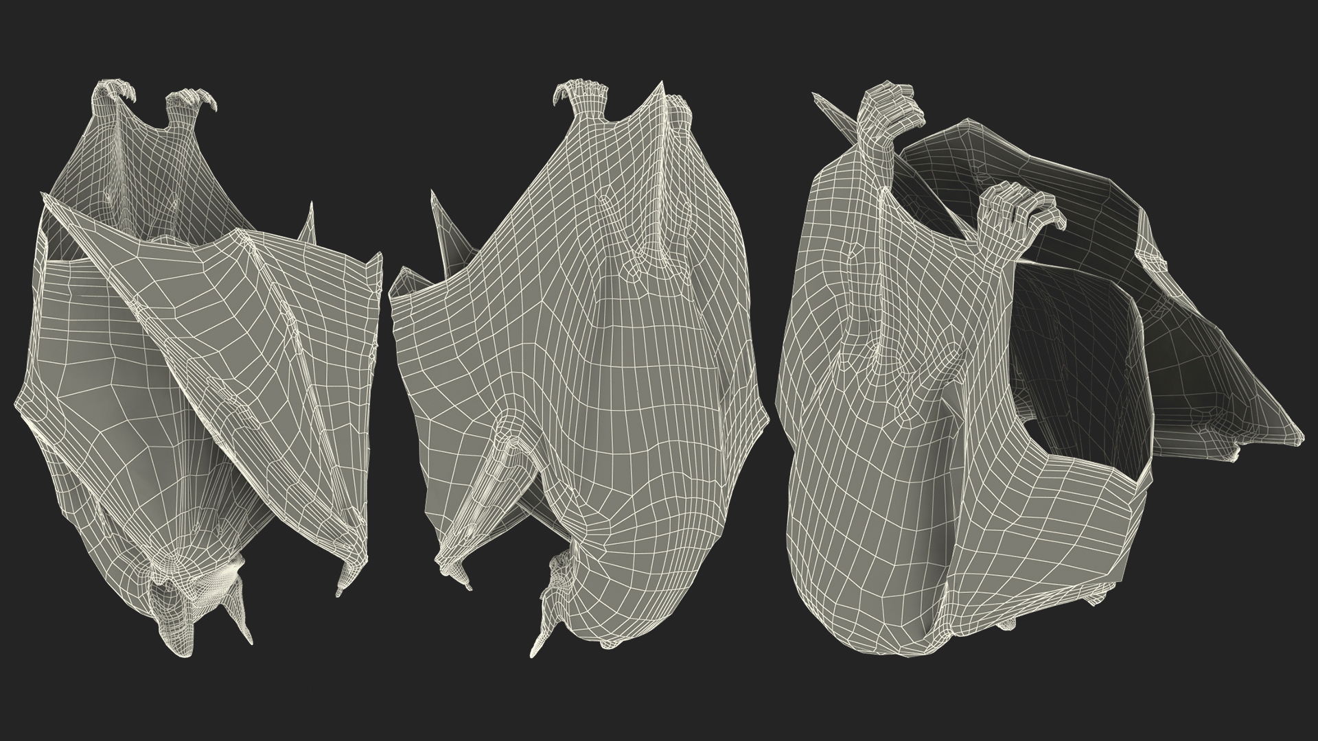 Hanging Black Bat 3D