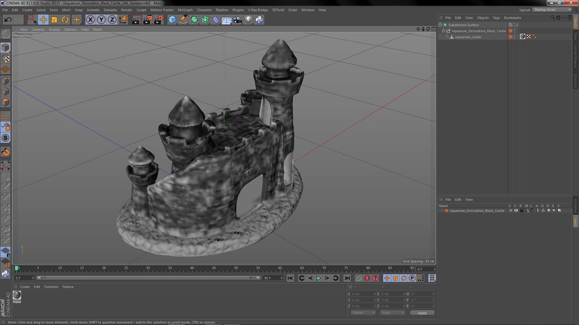 Aquarium Decoration Black Castle 3D
