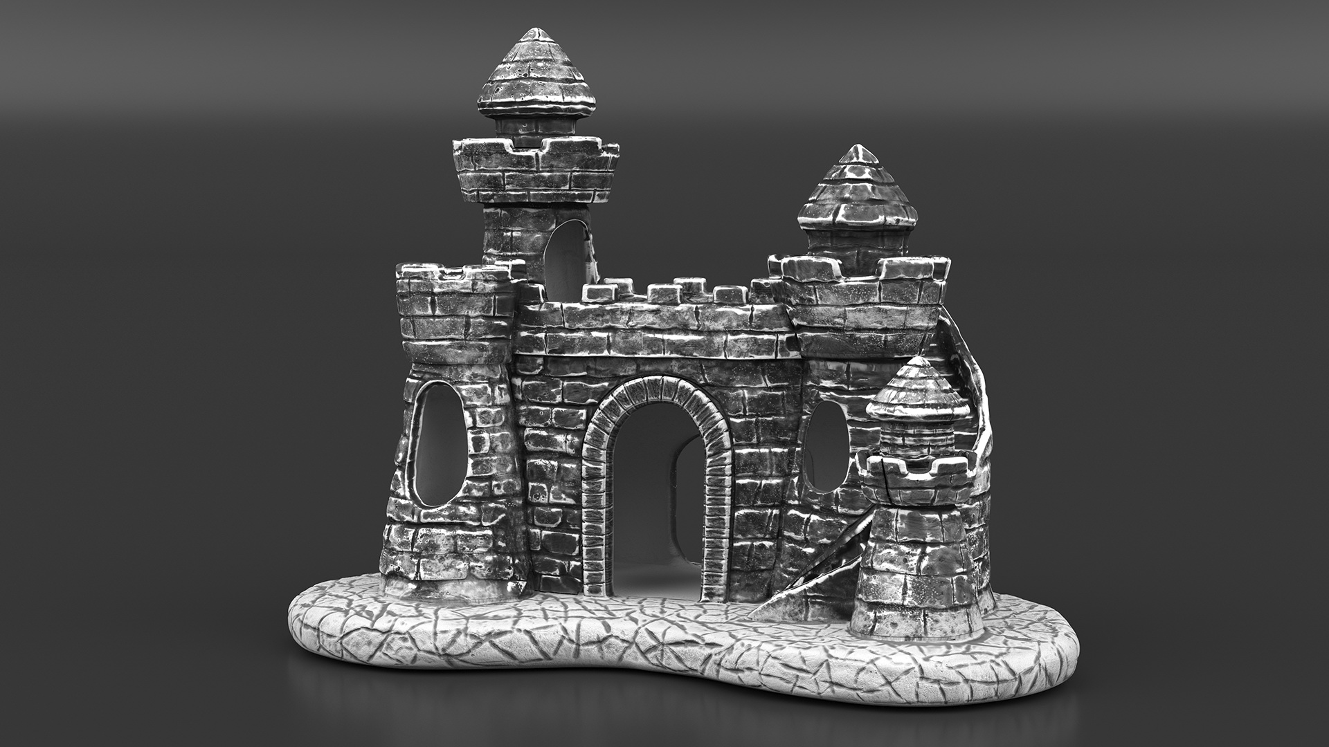 Aquarium Decoration Black Castle 3D