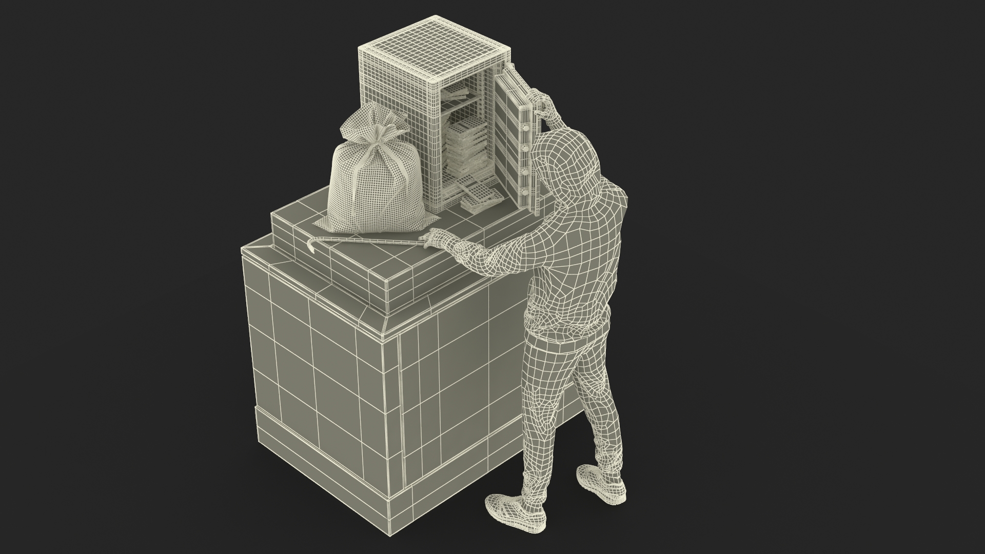 3D Thief Robbing Safe model