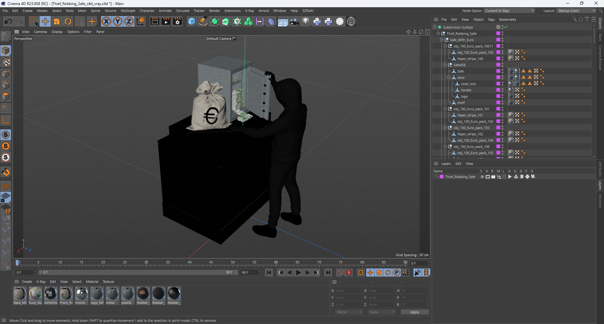 3D Thief Robbing Safe model