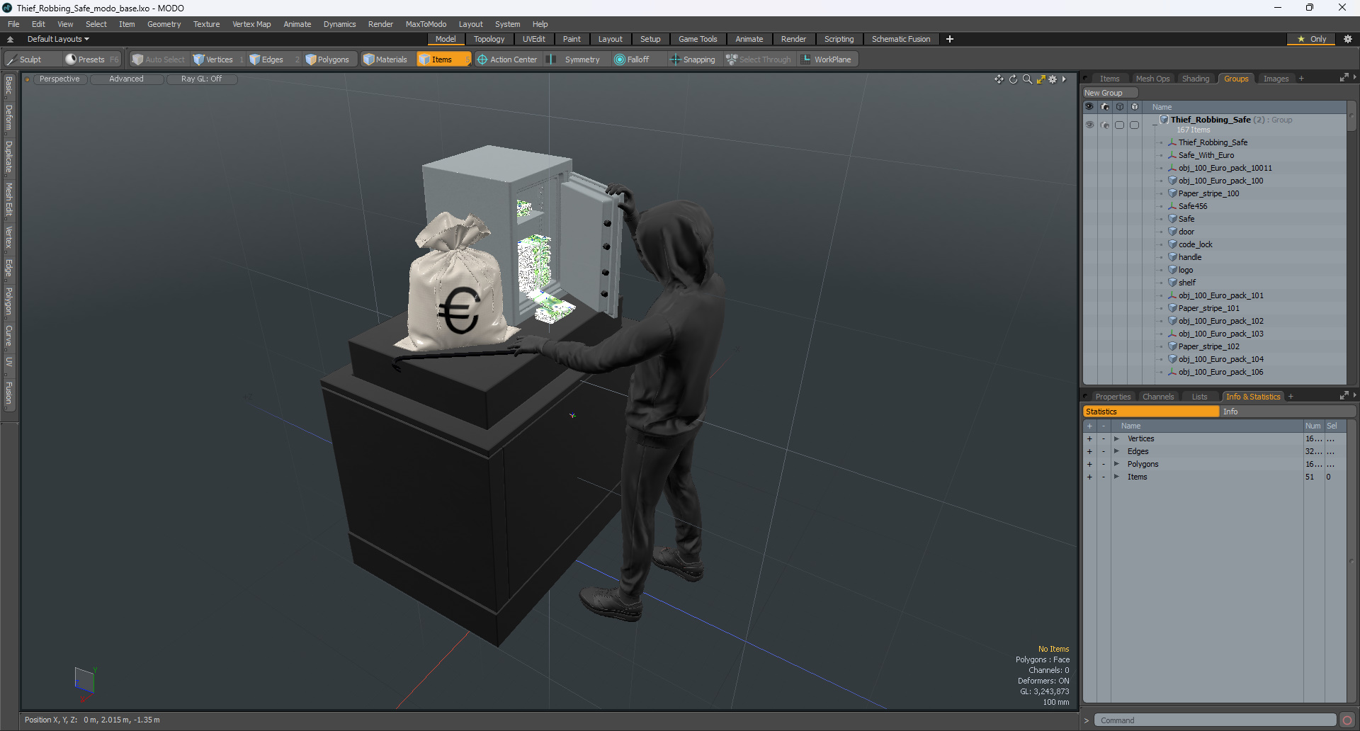 3D Thief Robbing Safe model