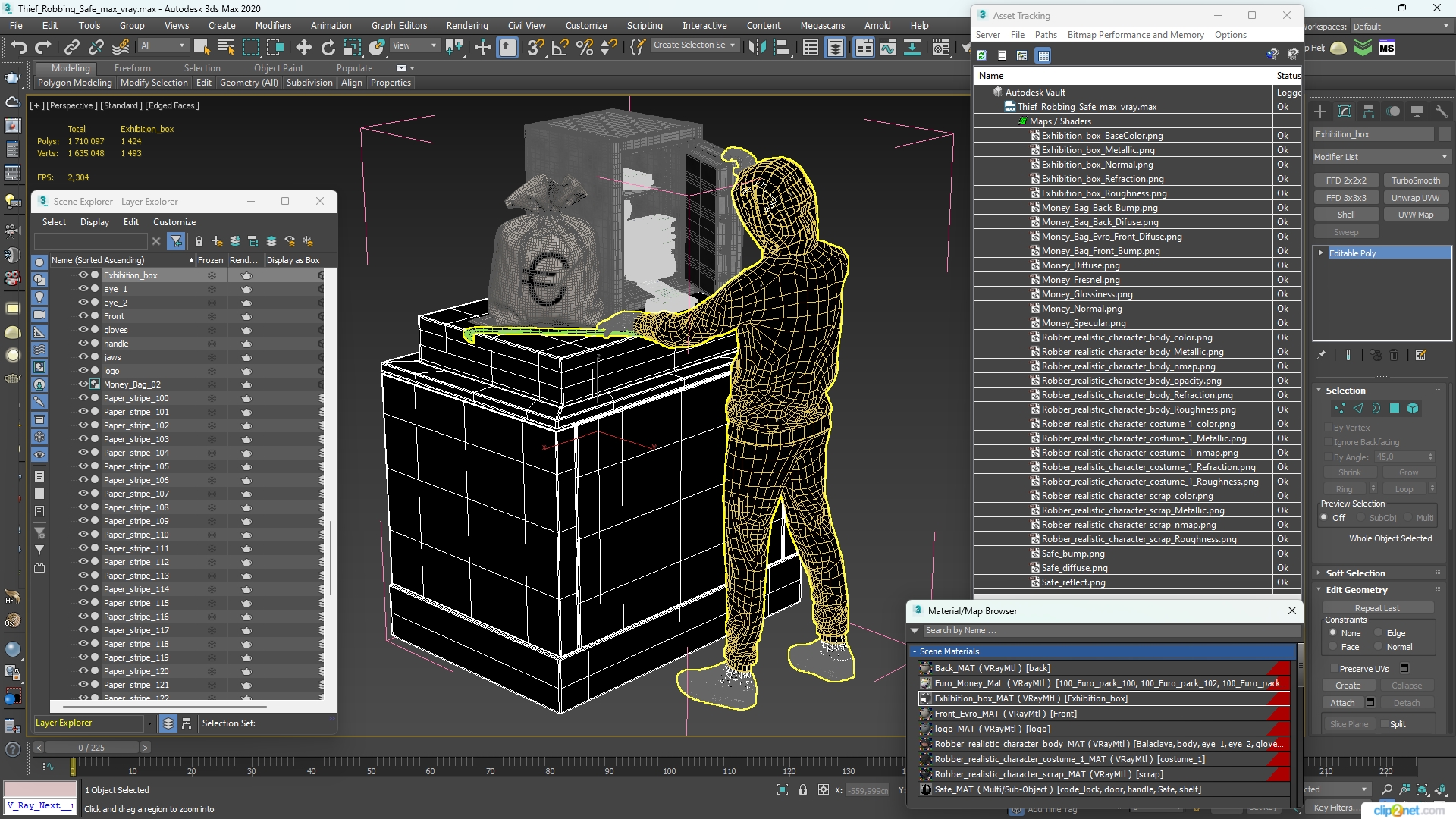 3D Thief Robbing Safe model