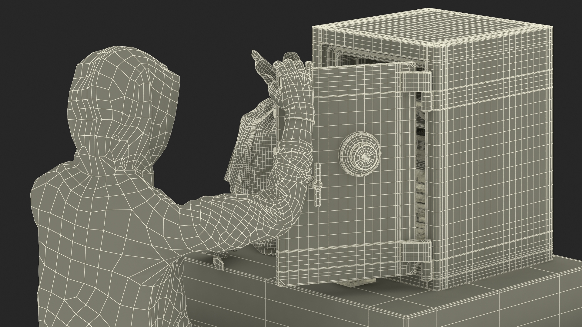 3D Thief Robbing Safe model