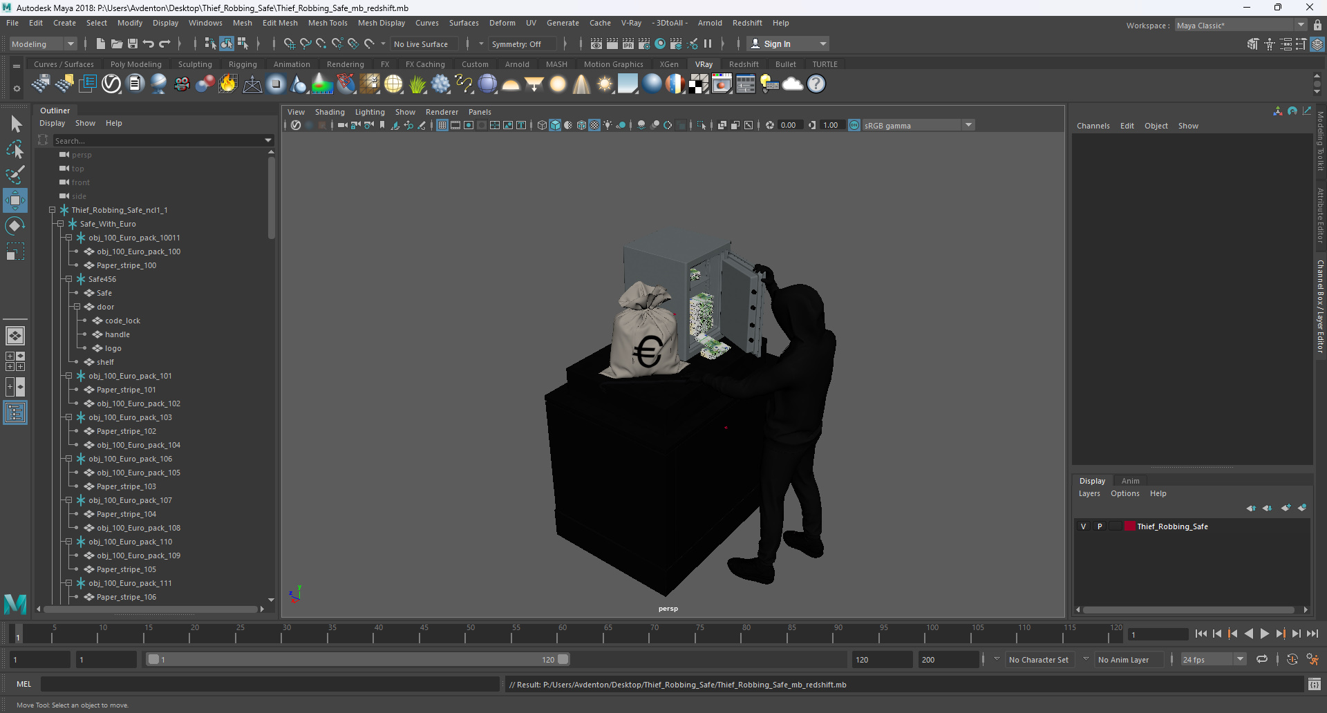 3D Thief Robbing Safe model