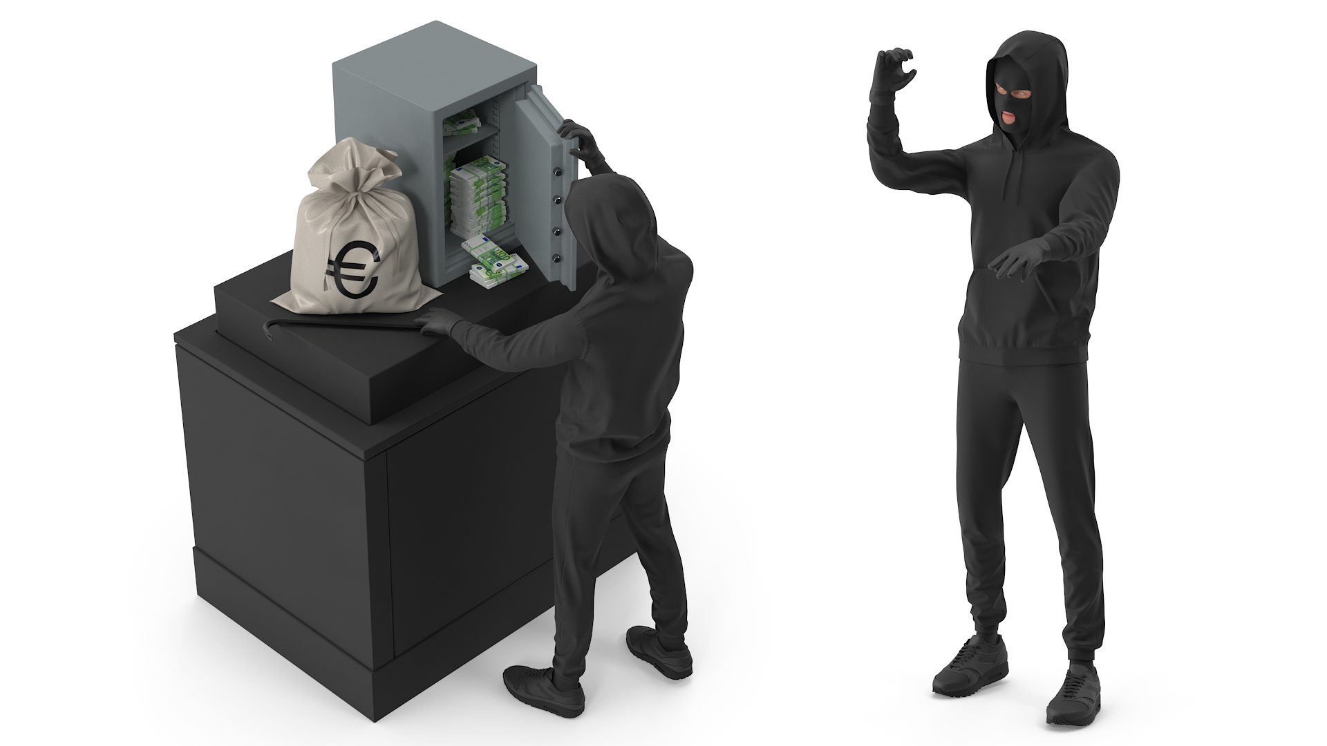 3D Thief Robbing Safe model