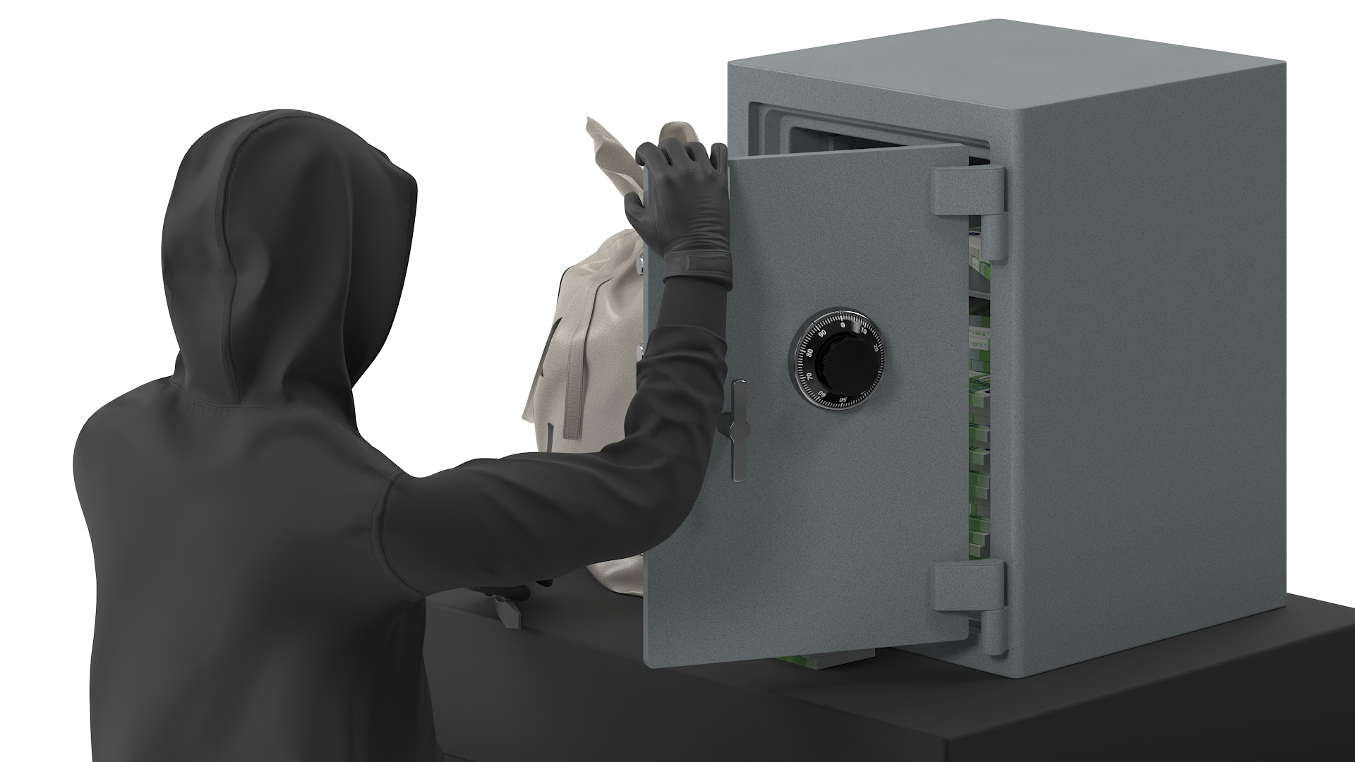 3D Thief Robbing Safe model