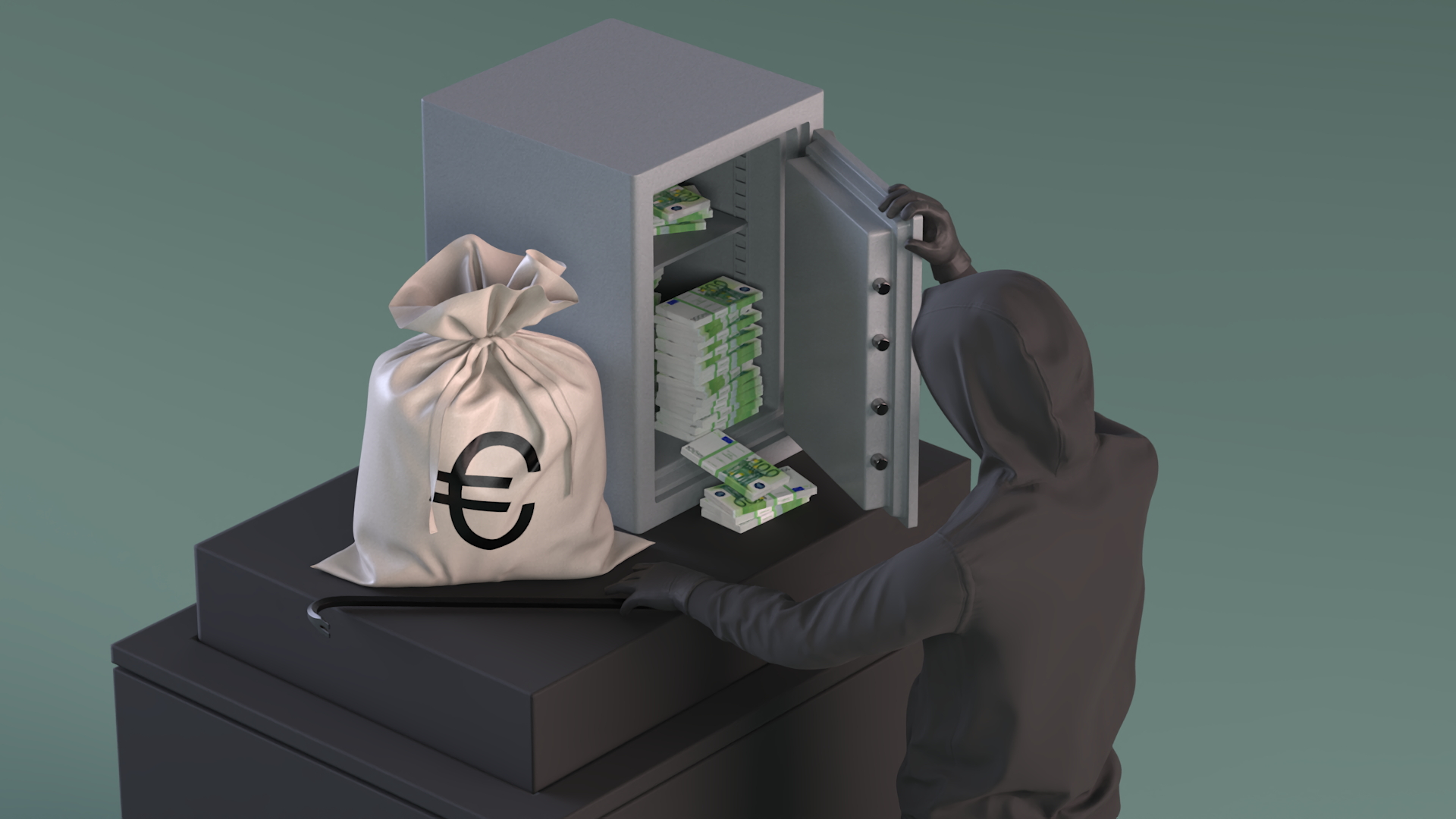 3D Thief Robbing Safe model