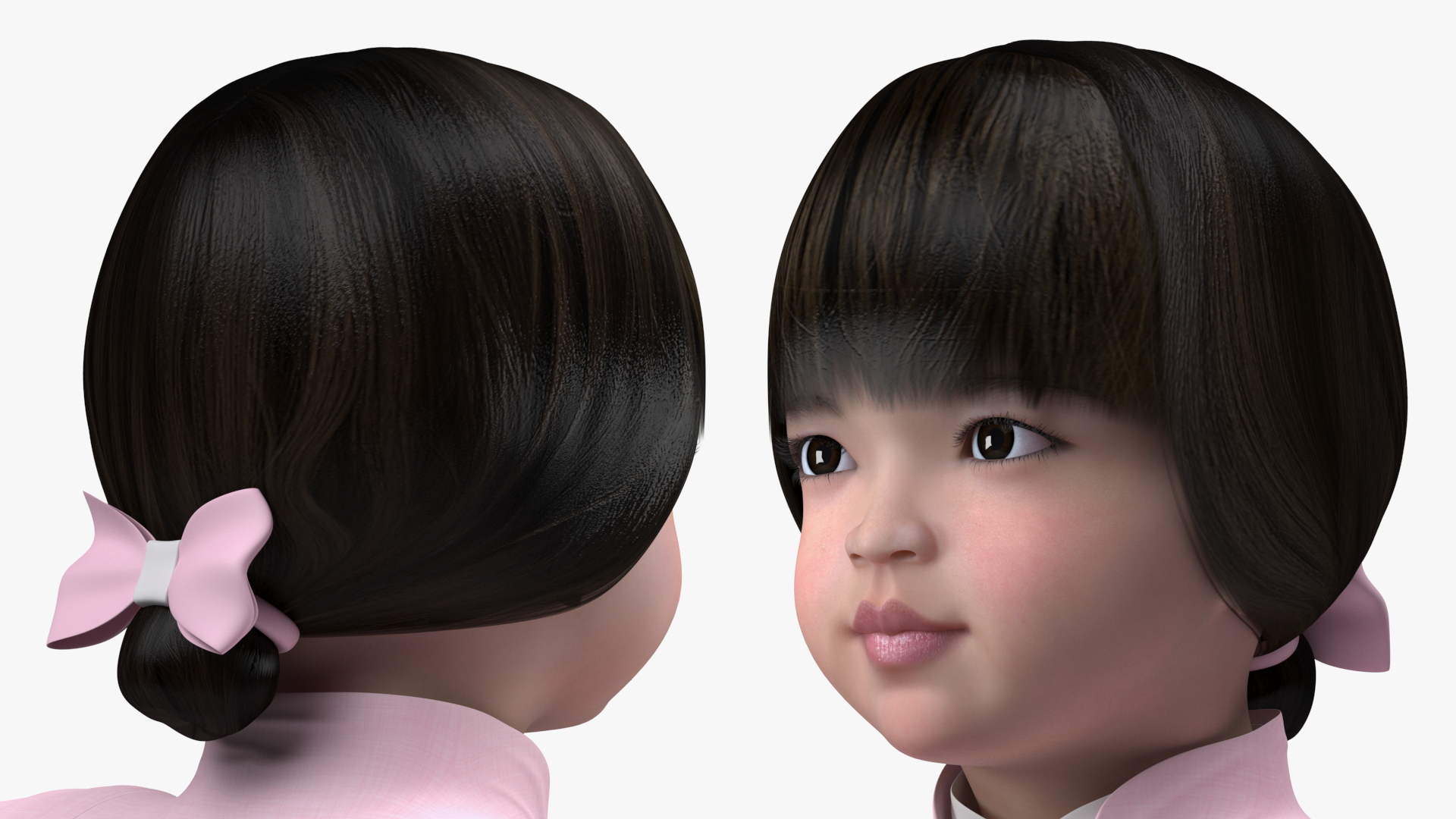 3D Child Girl from Asia in National Costume Rigged for Modo