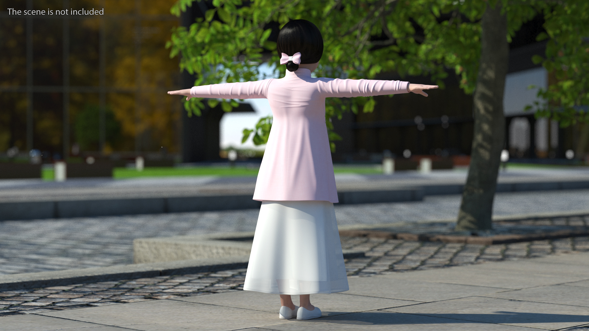 3D Child Girl from Asia in National Costume Rigged for Modo