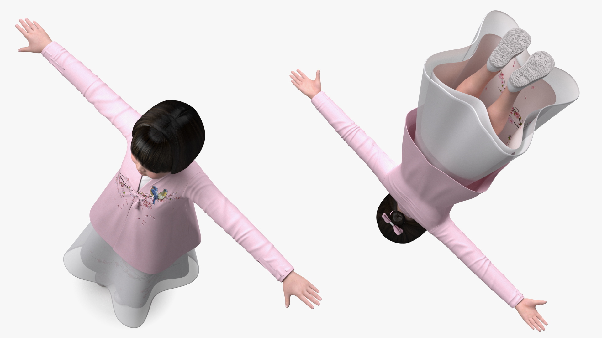 3D Child Girl from Asia in National Costume Rigged for Modo