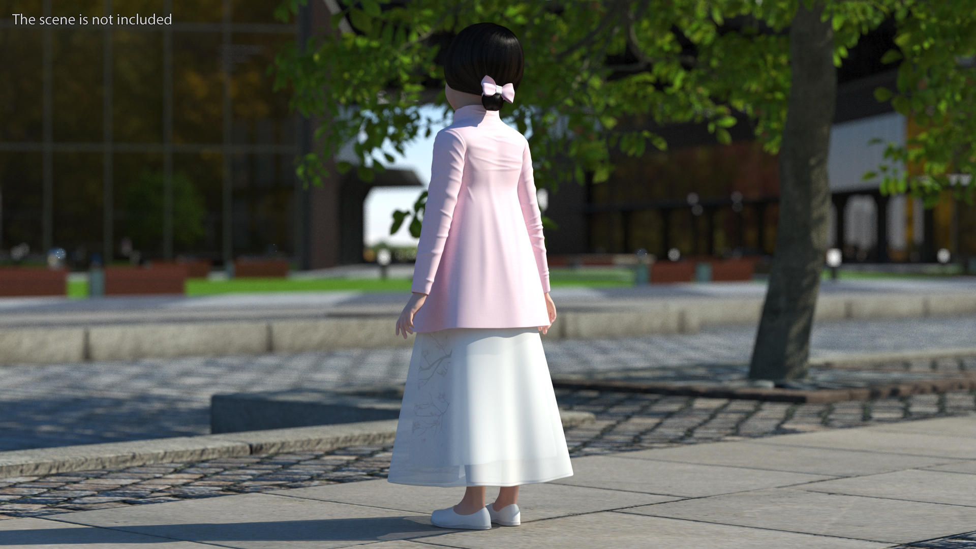 3D Child Girl from Asia in National Costume Rigged for Modo