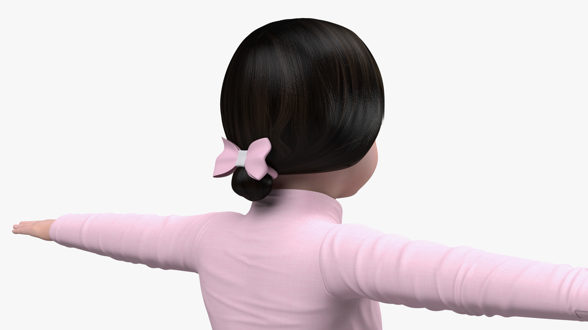 3D Child Girl from Asia in National Costume Rigged for Modo