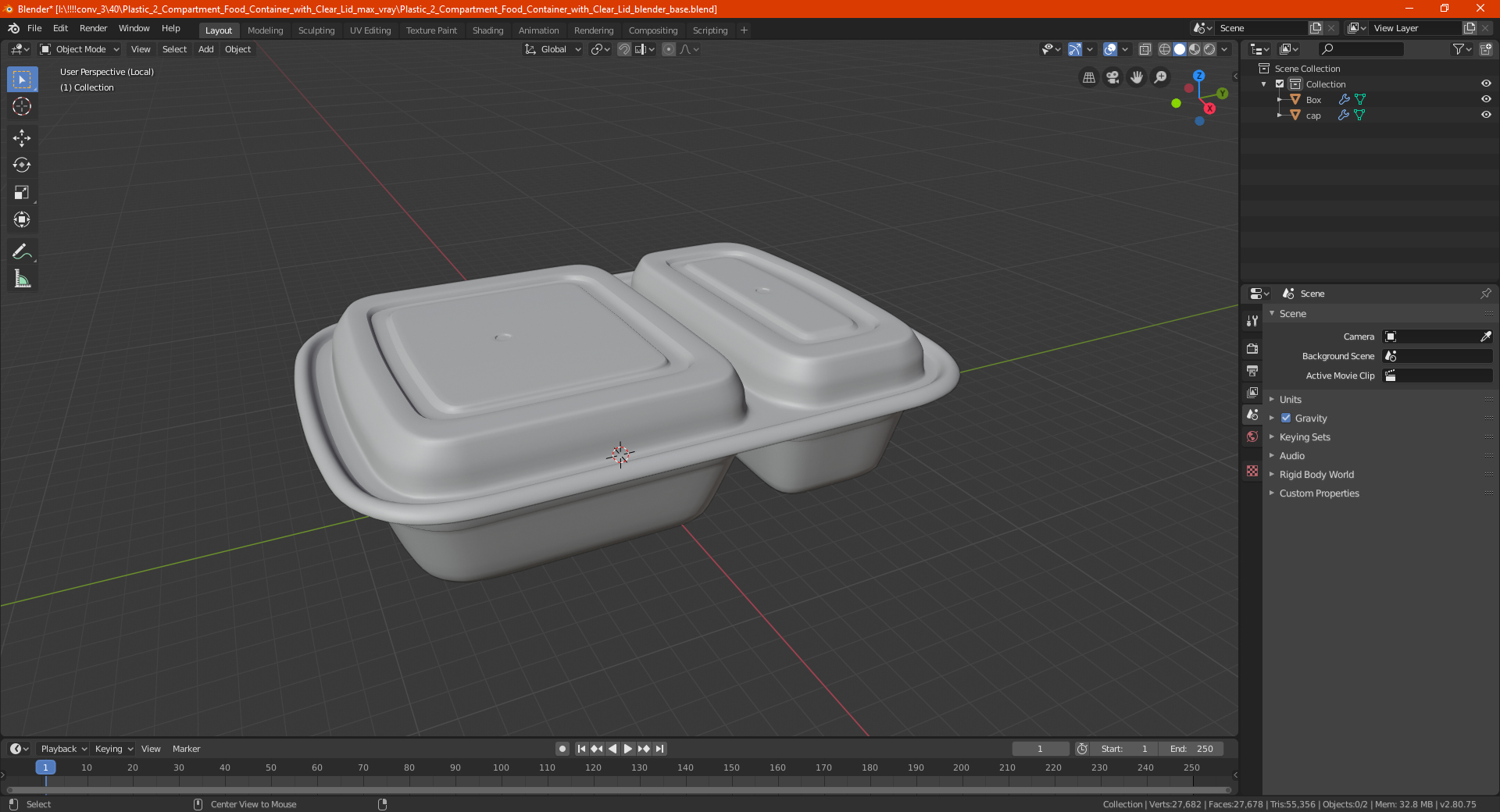 3D Plastic 2 Compartment Food Container with Clear Lid