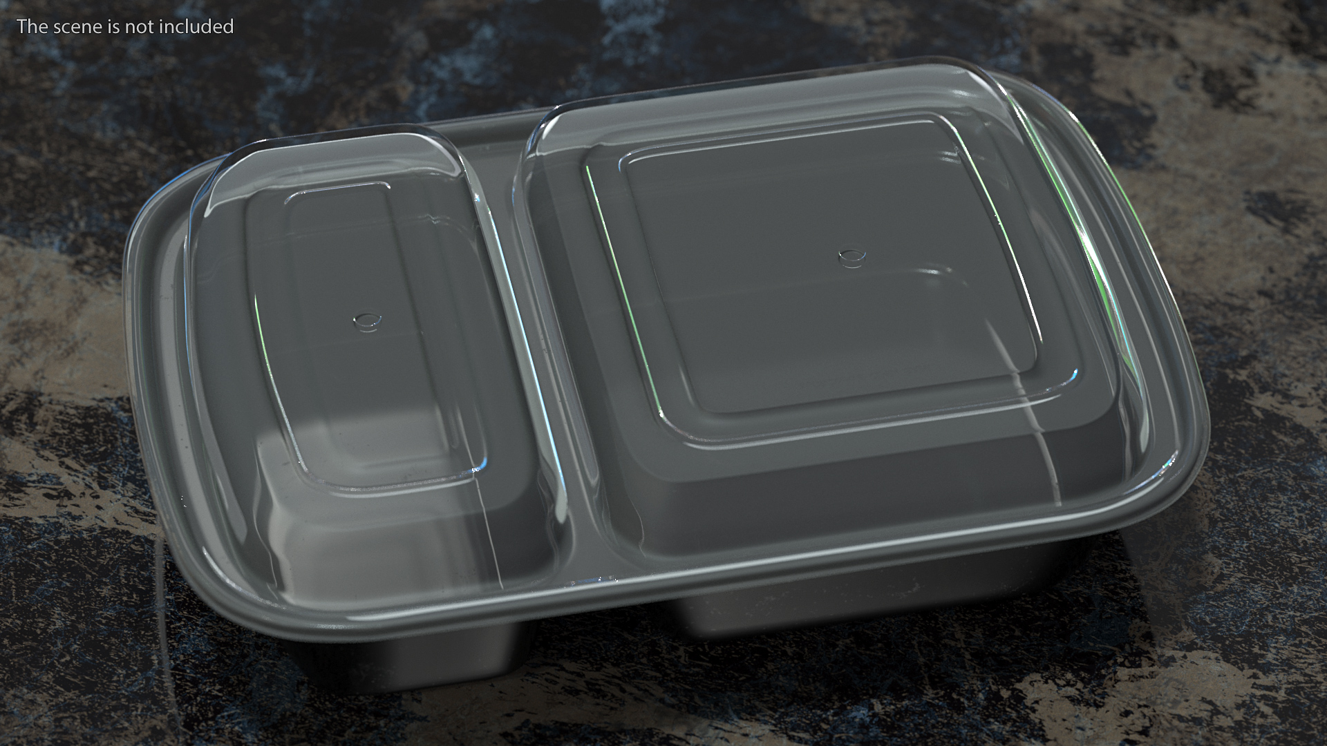 3D Plastic 2 Compartment Food Container with Clear Lid