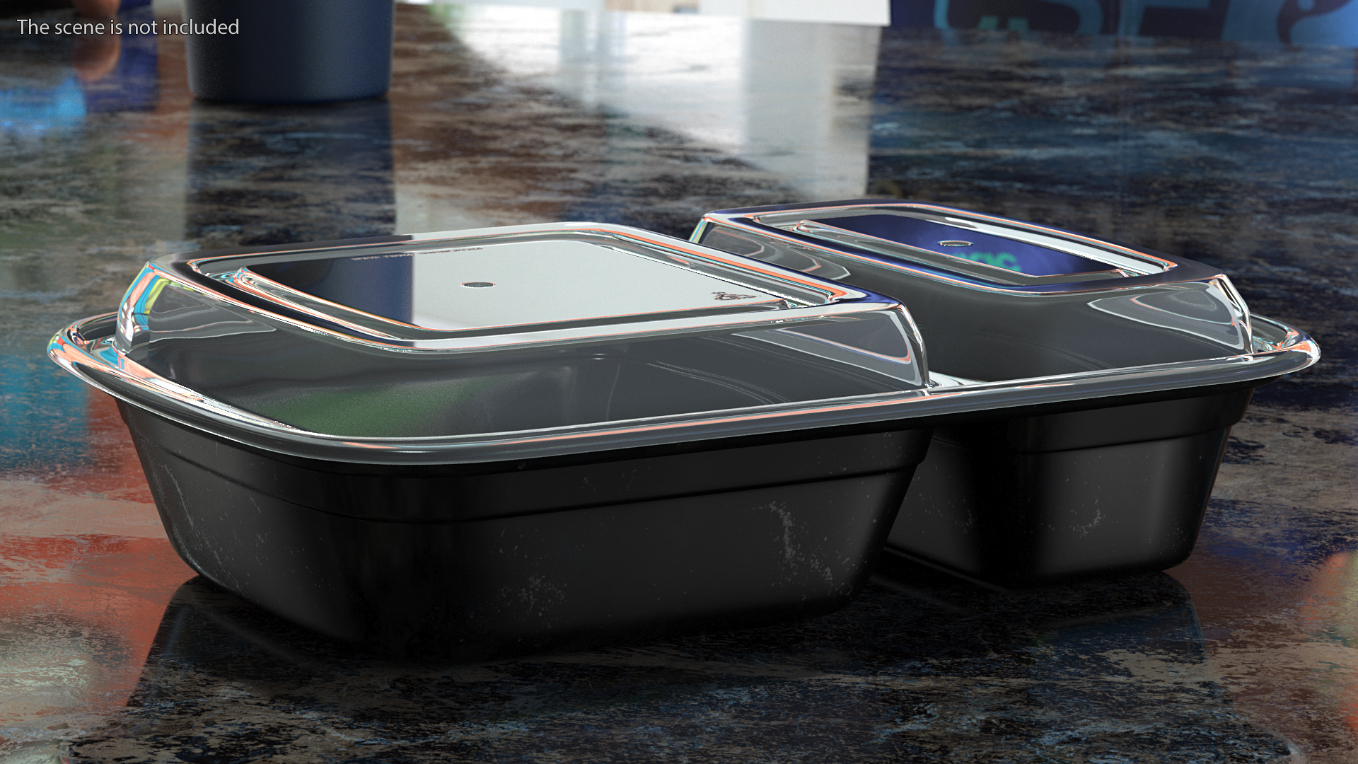 3D Plastic 2 Compartment Food Container with Clear Lid