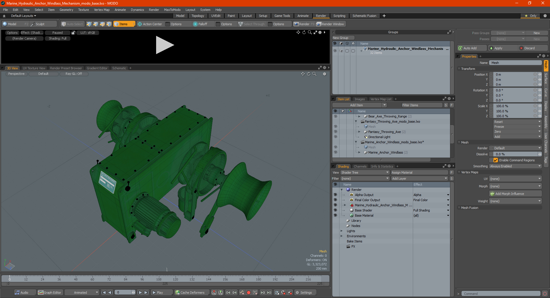 Marine Hydraulic Anchor Windlass Mechanism 3D