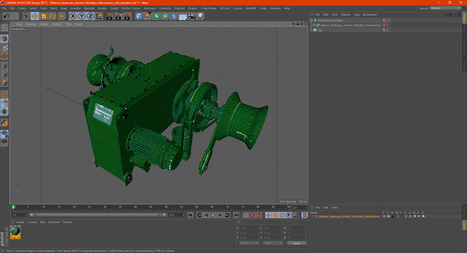 Marine Hydraulic Anchor Windlass Mechanism 3D