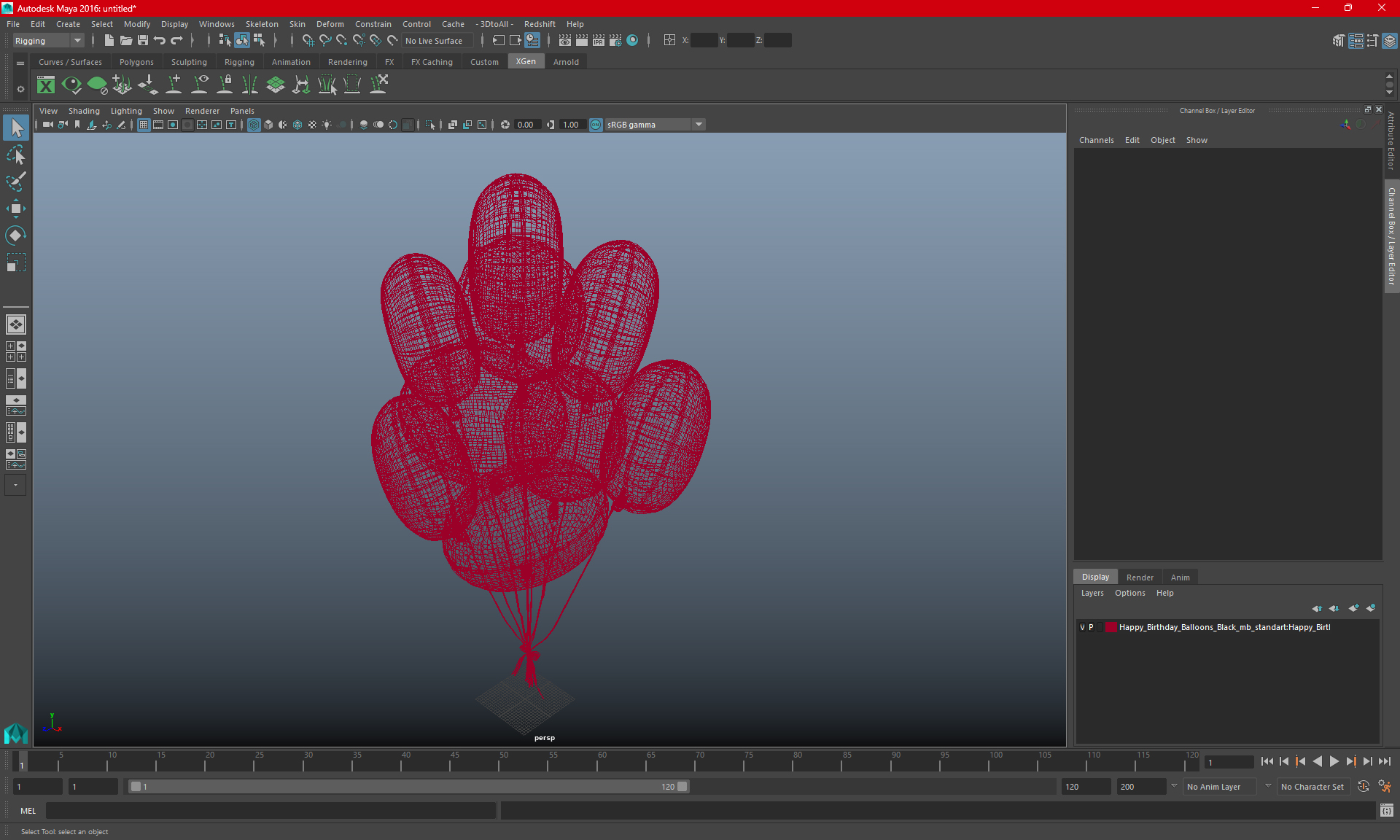 Happy Birthday Balloons Black 3D model