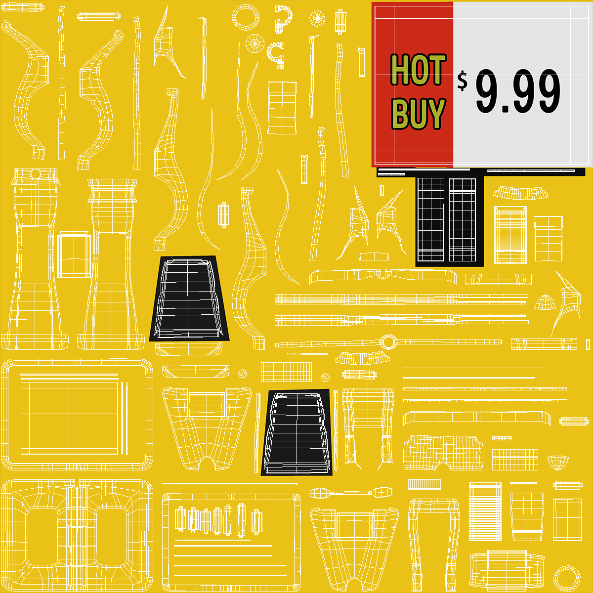 3D Plastic Tag with Clip Yellow model