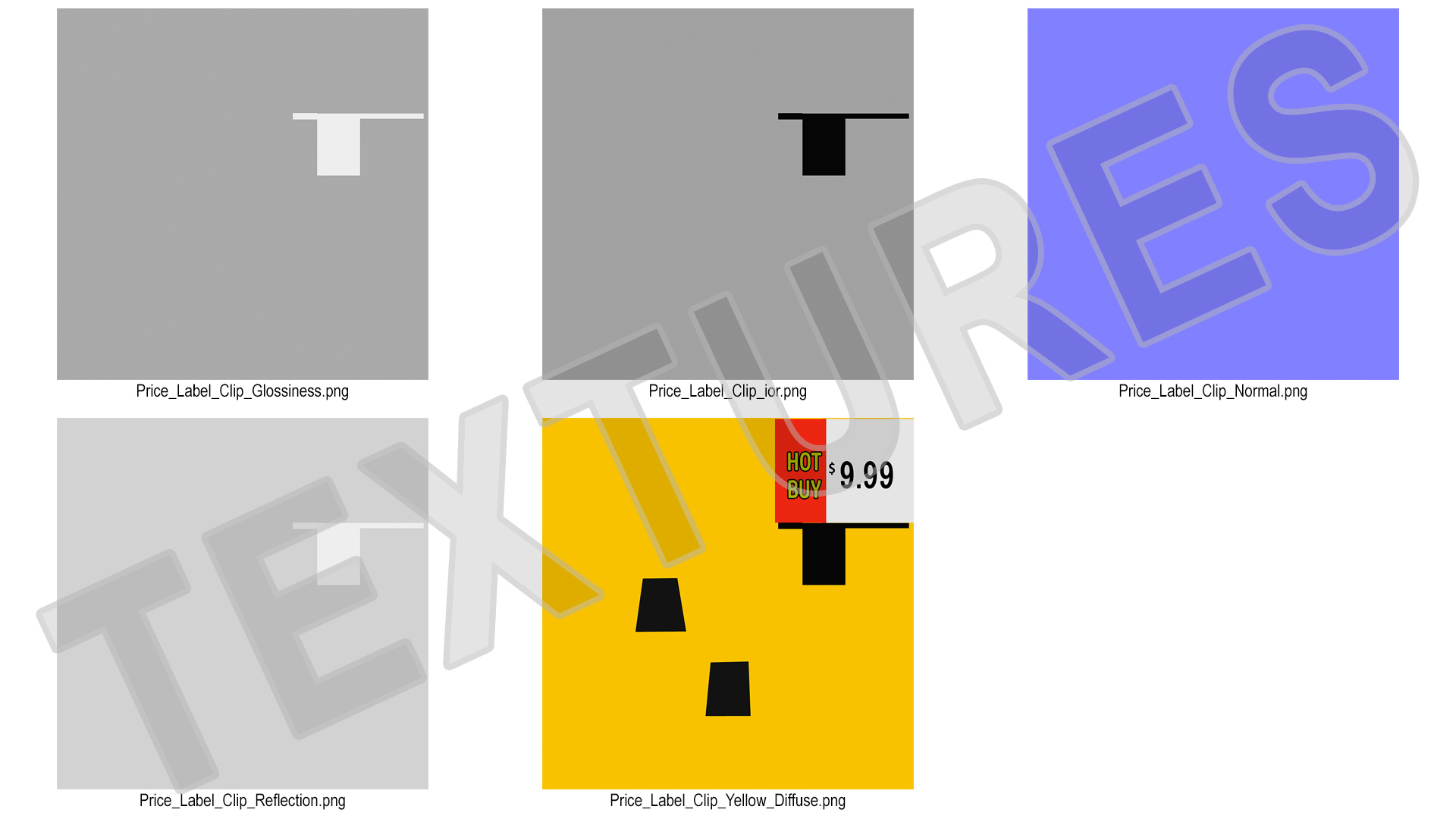 3D Plastic Tag with Clip Yellow model