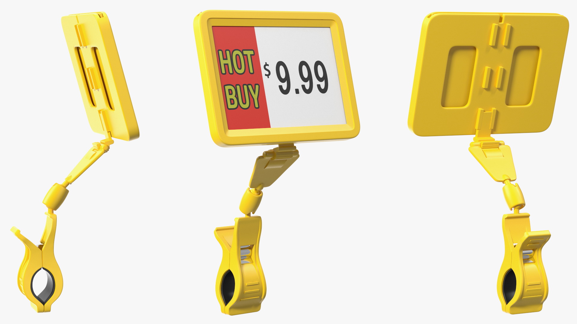 3D Plastic Tag with Clip Yellow model