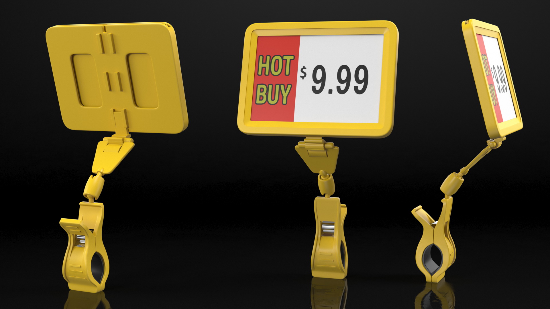 3D Plastic Tag with Clip Yellow model