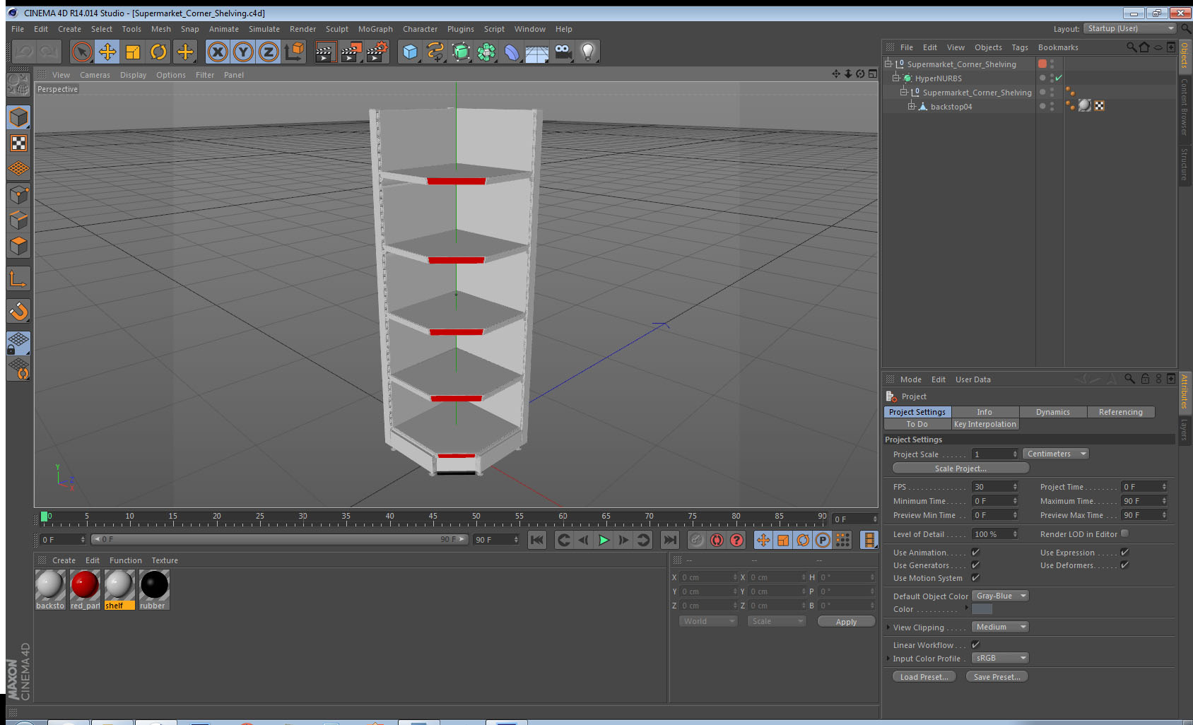 Supermarket Corner Shelving 3D