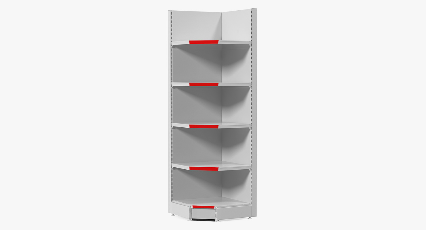 Supermarket Corner Shelving 3D
