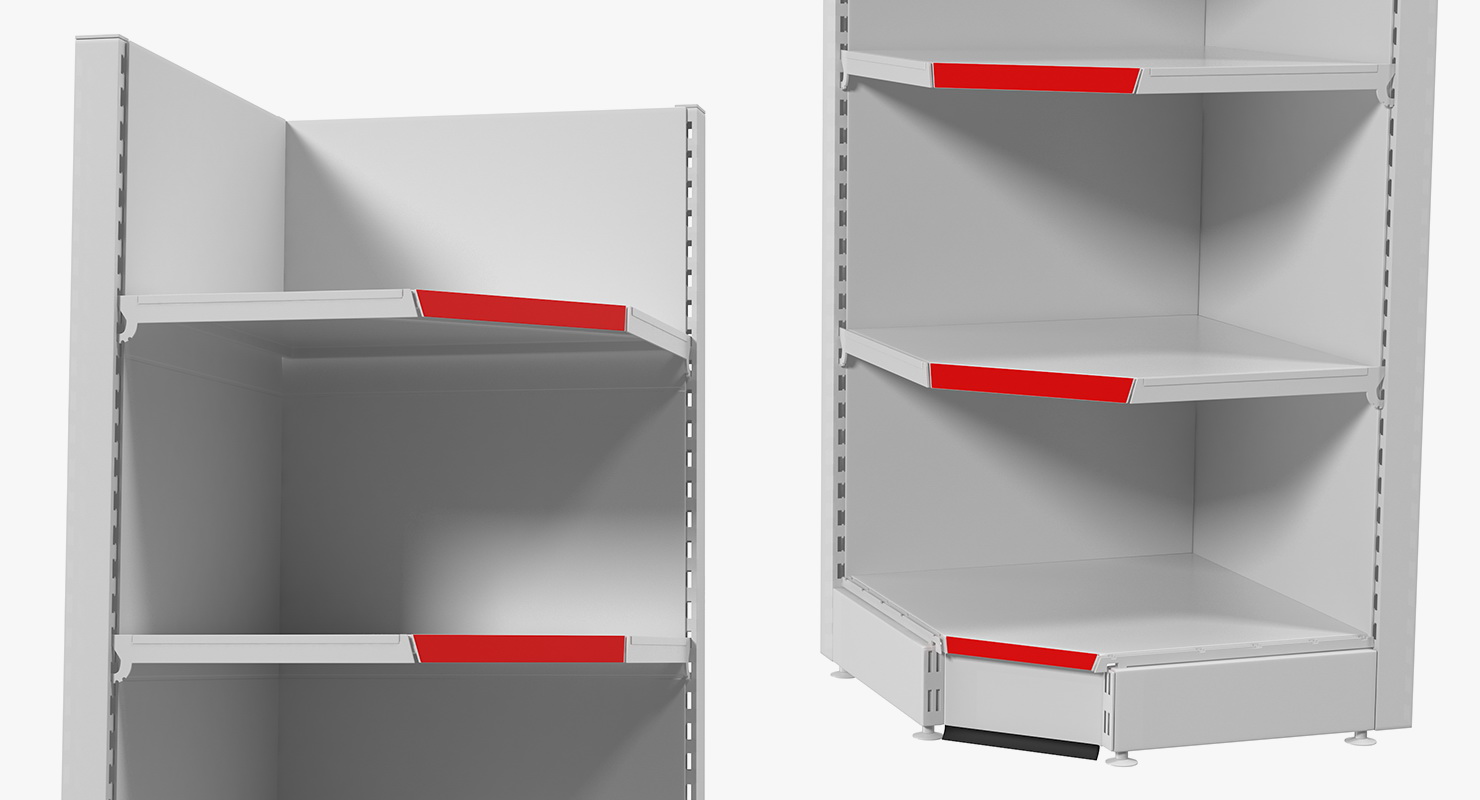 Supermarket Corner Shelving 3D